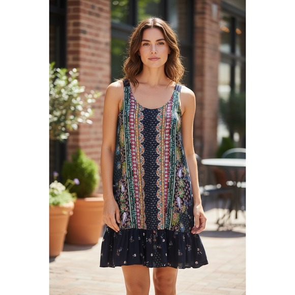 DAVI & DANI Dresses & Skirts - Davi & Dani Floral Paisley Shift Dress M Summer Boho Festival Coastal Flowy‎